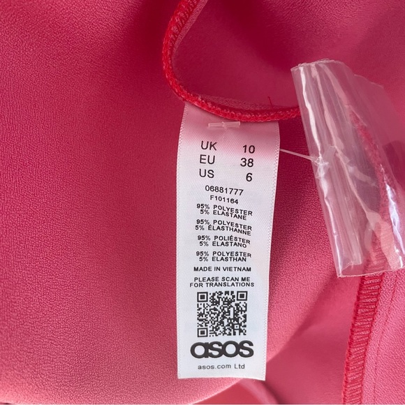 ASOS DESIGN Petite Frill Bonded Red Pink Ruffle Double Breasted Trench Coat 6 - Picture 10 of 14